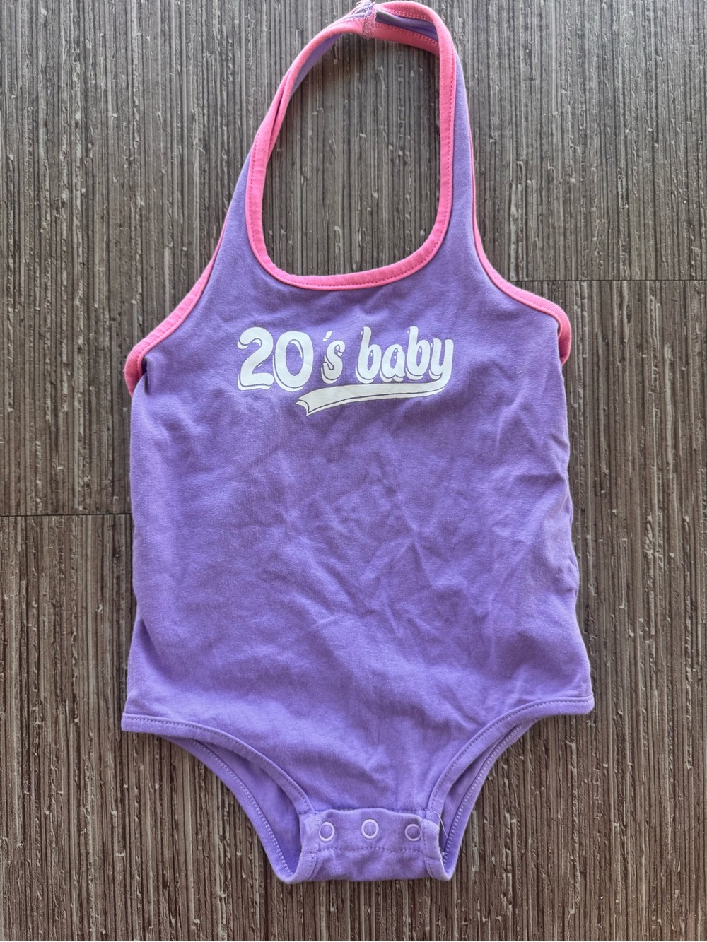 SHEIN Purple Halter Bodysuit with Pink Trim